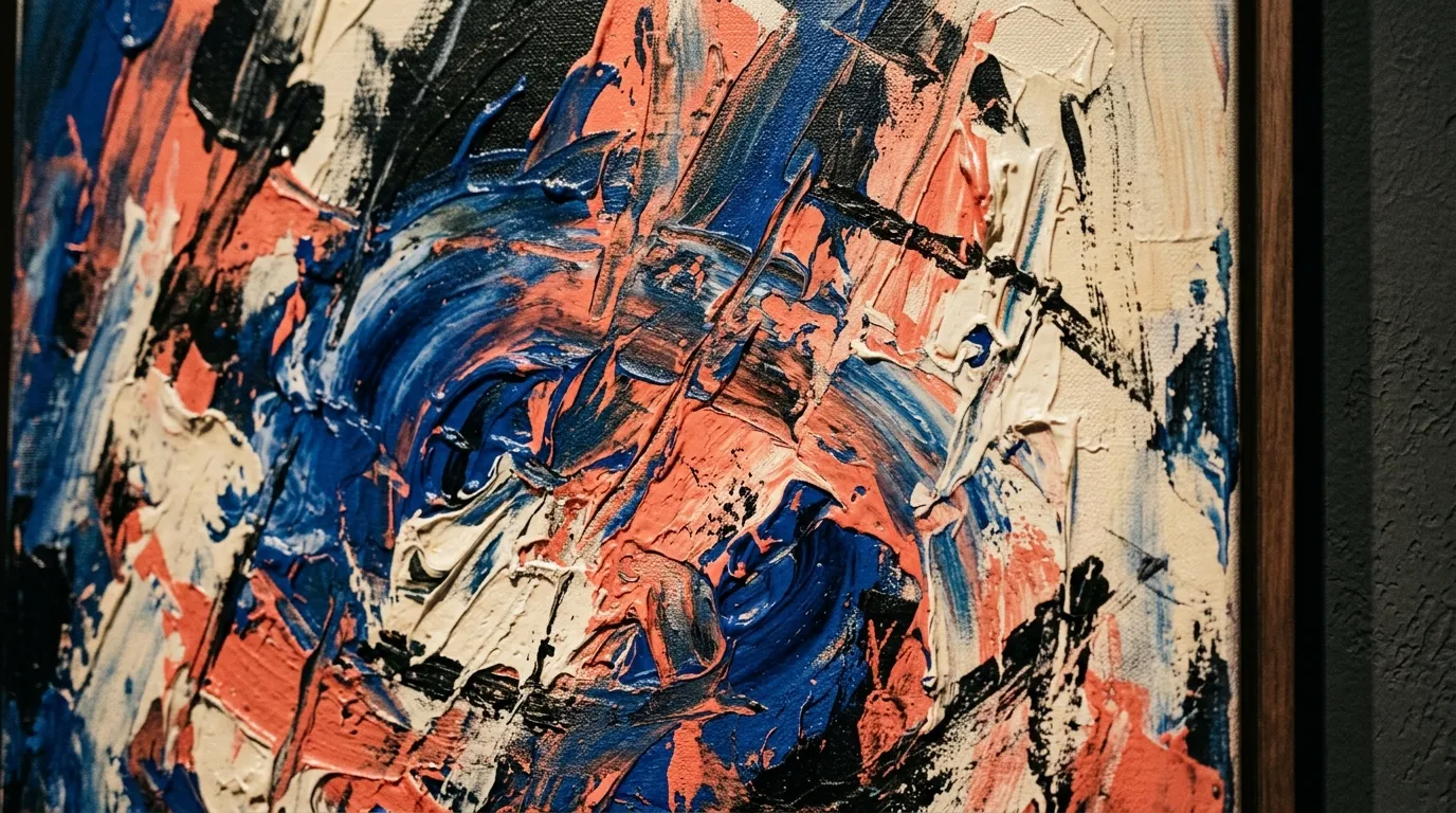 Close-up detail of a layered contemporary abstract artwork